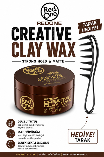 Red One Clay Hair Wax 100 ml – Mat Görünüm -güçlü Tutuş Muhtesem Stiller Wax ...