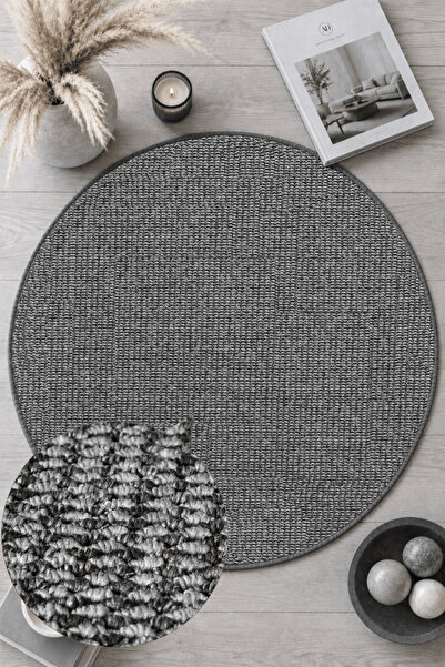SANRUGS Home & Living CRYSTAL Antrasit Yuvarlak Halı, Leke Tutmaz, Tozumaz, R...