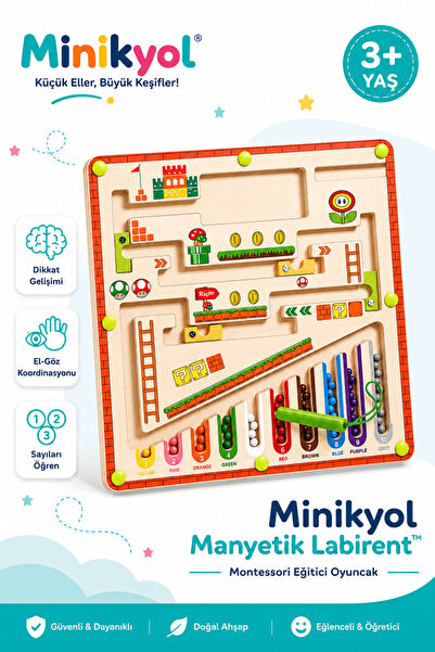 Manyetik Labirent™ Manyetik Kalemli Ahşap Eğitici Oyuncak Dikkat Geliştirici Montessori Aktivite