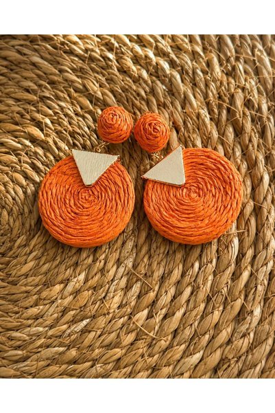 MD Moda Accessories Wicker Round Earring Set – Green, Orange and Brown