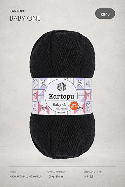 Kartopu Baby One 100% Anti-pilling Baby Wool Black K940