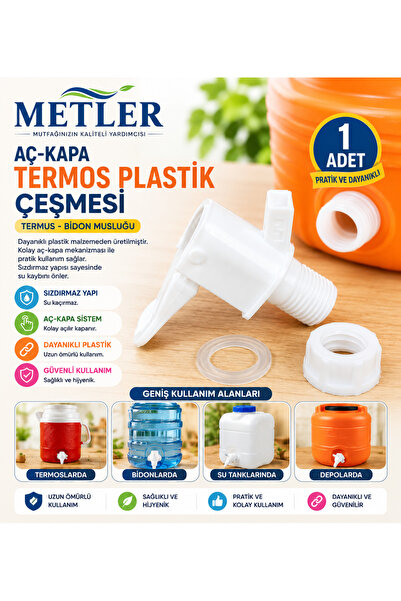 Metler Aç Kapa ( 1 Adet) Su Termosu Plastik Çesmesi Termus Musluğu, Bidon Mus...