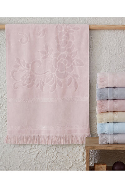 sarra 50x90cm SARRA ETAMIN FRINGED TOWEL - SALMON