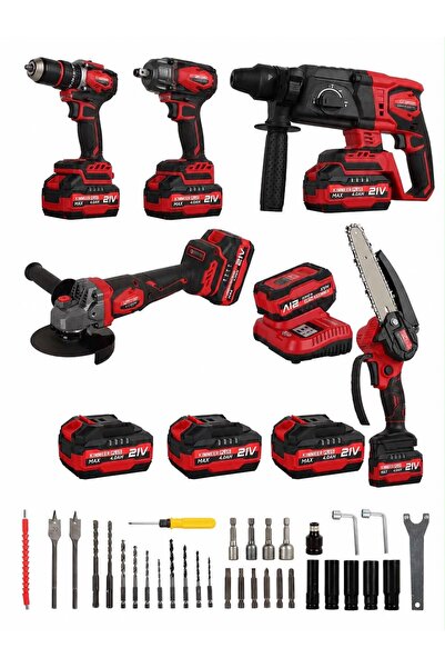 KİMMEER PLUS PRO 21V 5'lı Set Kırıcı/Delici Hilti, Taşlama, Somun Sıkma, ve T...