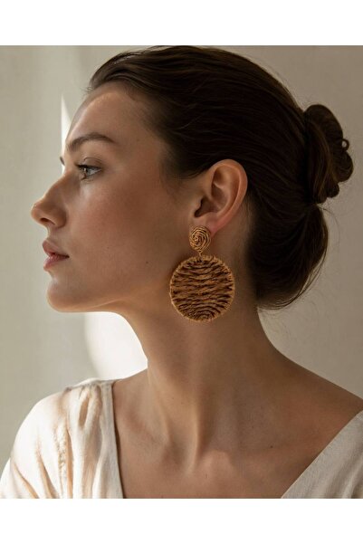 MD Moda Accessories Wicker Round Earring Set – Brown, Green and Turquoise