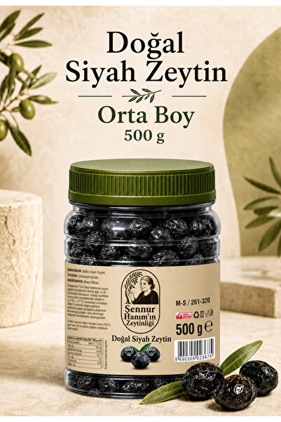 500gr Doğal Siyah Zeytin Orta Boy – Katkısız Bütün Siyah Zeytin – Geleneksel Sofralık Zeytin M - S (261/320)