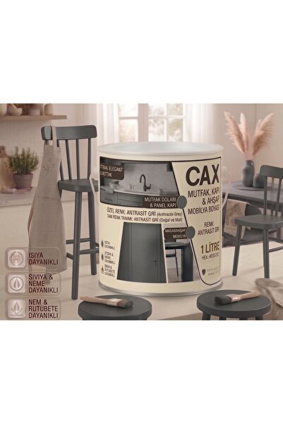 caxcolors CAX Mutfak Dolabı Kapı ve Mobilya Boyası Su Bazlı Ahşap Boyası Mat ...