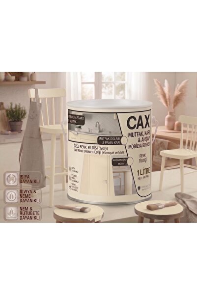 caxcolors CAX Mutfak Dolabı Kapı ve Mobilya Boyası Su Bazlı Ahşap Boyası Mat ...