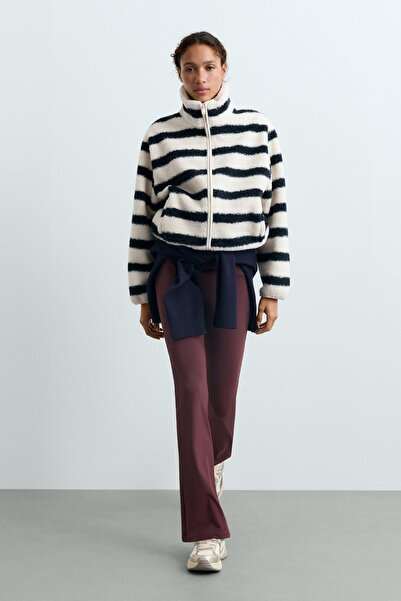 Oysho Striped faux-shearling jacket