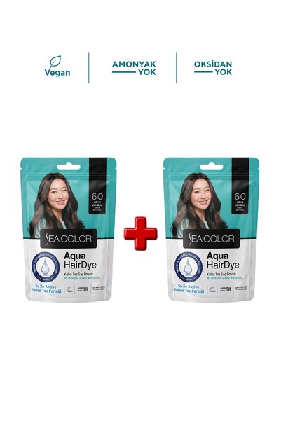 2'liAqua Hair Dye Suyla Aktifleşen Toz Saç Boyası 6.0 Koyu Kumral