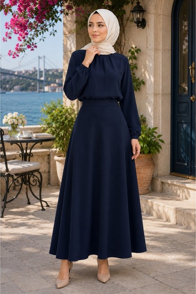 Starlight Women's Knitted Scuba Crepe Hijab and Casual Skirt Length: 94-95cm