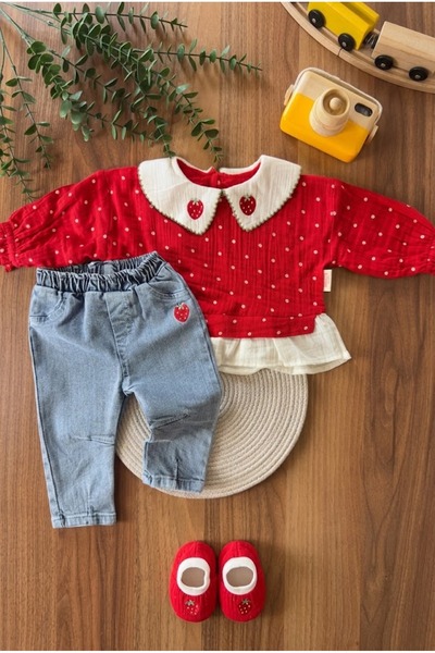 Valia Baby Strawberry Patterned Baby Girl Set of 2