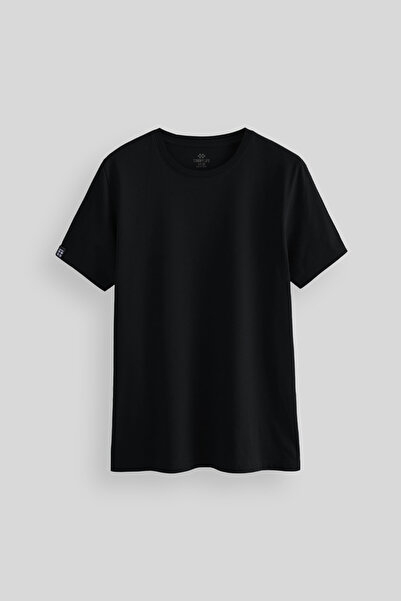 TOMMY LIFE Tricou de bază cu mânecă scurtă pentru bărbați, negru, cu decolteu...