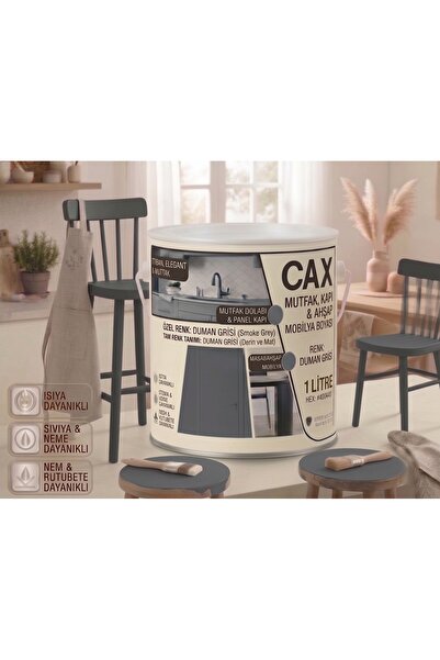 caxcolors CAX Mutfak Dolabı Kapı ve Mobilya Boyası Su Bazlı Ahşap Boyası Mat ...