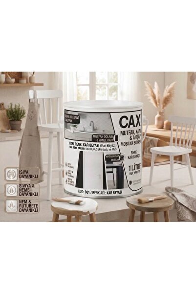 caxcolors CAX Mutfak Dolabı Kapı ve Mobilya Boyası Su Bazlı Ahşap Boyası Mat ...