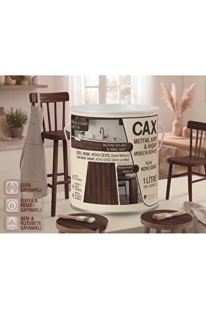 caxcolors CAX Mutfak Dolabı Kapı ve Mobilya Boyası Su Bazlı Ahşap Boyası Mat ...