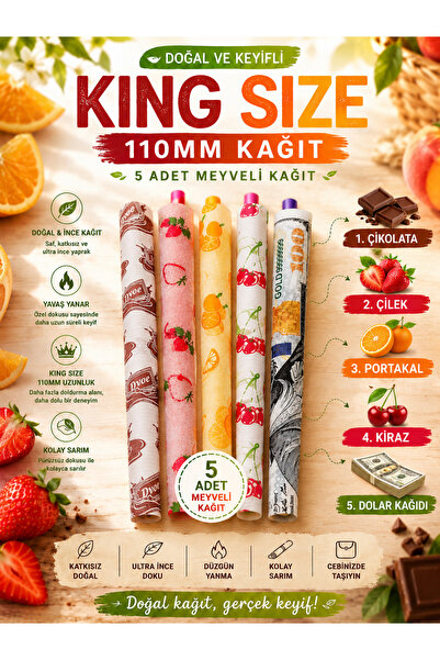 Types Meyveli kağıt 5 adet king size 110mm
