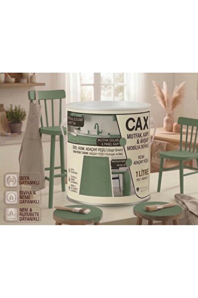 caxcolors CAX Mutfak Dolabı Kapı ve Mobilya Boyası Su Bazlı Ahşap Boyası Mat ...