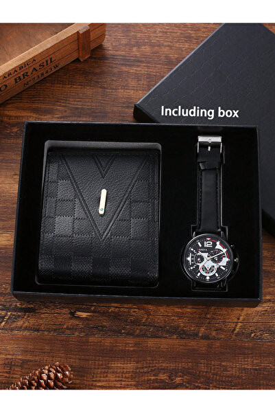 Choice1 black Fake Three Eyes Simple and Versatile Men's Quartz Belt Watch Su...