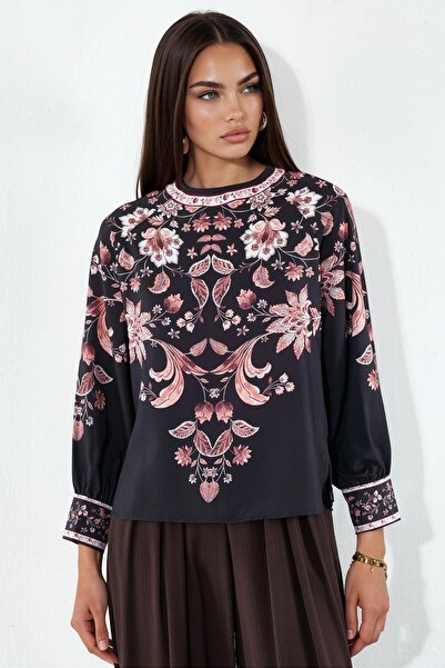 Hiccup Msn Floral Embroidered Crepe Blouse