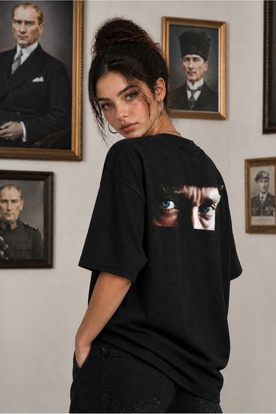 Ninkasiwear Atatürk Unisex Oversize 24/1 Cotton T-Shirt - Special Collar Print