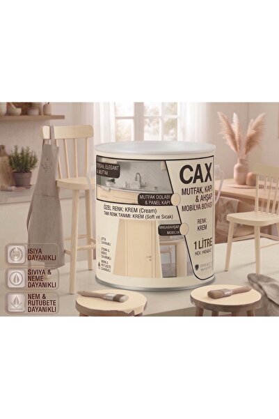 caxcolors CAX Mutfak Dolabı Kapı ve Mobilya Boyası Su Bazlı Ahşap Boyası Mat ...