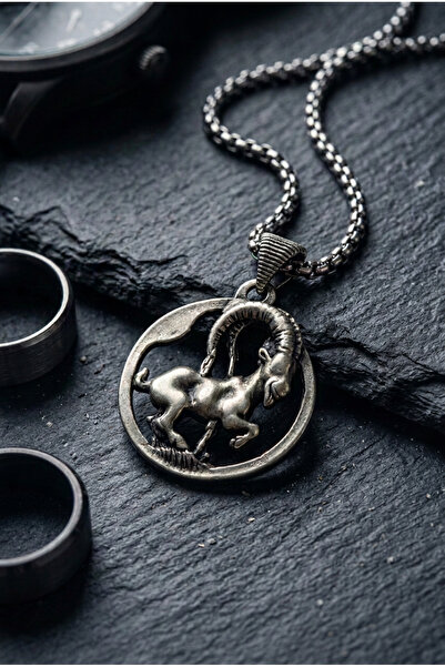 Begondio Capricorn Zodiac Figured Round Medallion Handcrafted Stainless Steel...