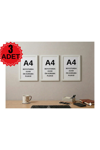 Hometaş Ev Ürünleri 3 ADET A4 21X30 FOTOĞRAF ÇERÇEVESİ DİPLOMA SERTİFİKA ÇERÇ...