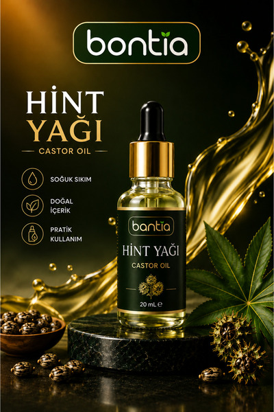 Bontia Hint Yağı 20 ml | Castor Oil | Soğuk Sıkım Doğal Bitkisel Yağ | Damlal...