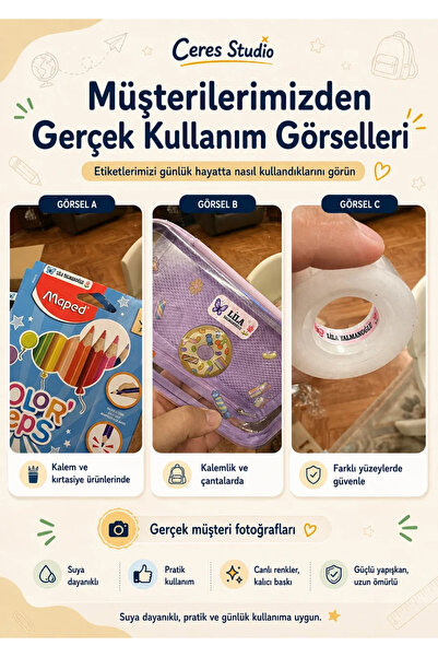 Ceres Studio Okul Etiketi Kalem Defter isimli Etiket Isim Yazılabilen Cinnamoroll Temalı - 258 Adet Özel Yeni Tas