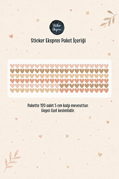 Sticker Ekspres Boho Asimetrik Kalpler Çocuk Odası Duvar Sticker Seti