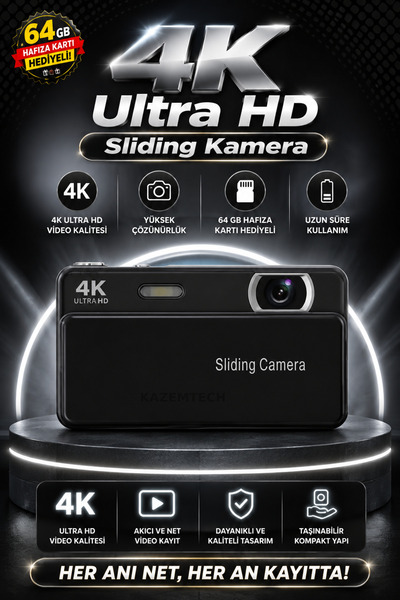 KAZEMTECH 4K Dijital Sliding Resim Video Kamera Kızaklı Lens Koruma Kapaklı 6...