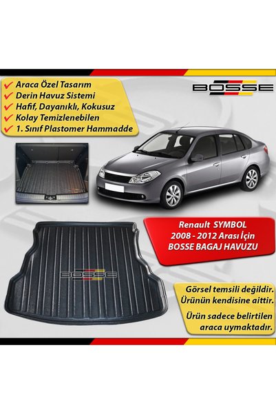 BOSSE Renault Symbol Bagaj Havuzu 2008 2012 Arası Araca Özel 3D Bagaj Havuzu