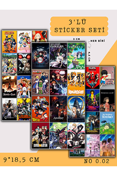 Else Craft 3'lü Mini Anime - Manga Temalı Sticker Seti No 0.02 - Ajanda Planl...