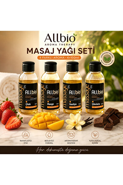 ALLBİO 4 lü Masaj Yağı Çilek Mango Vanilya Çikolata