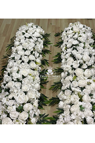 DİVA FLOWER EVENT 1 METRE Lüx Beyaz Şakayık & Gül Tağ Çiçeği Aranjmanı – Metr...