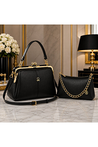 MODAMARKM Luxury Concept Double Set Women's Gold Accessory-Detail Shoulder Ba...