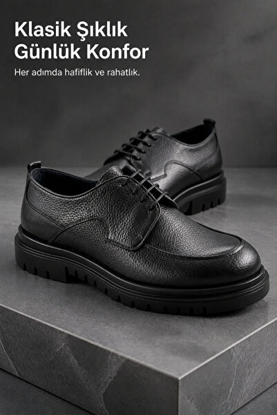 PATRICK CASSA Men's Classic Lace-Up Leather Shoes Comfortable Lightweight Dai...