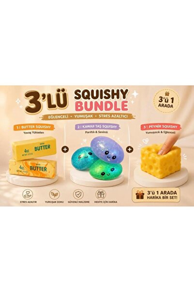 Pofika Butter Tereyağ Squishy + Büyük Simli Çin Mantısı + Cheese Peynir Squis...