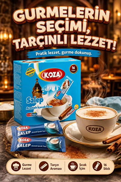 Koza Gurmelerin Seçimi Pratik Lezzet Tek İçimlik Tarçınlı Sütlü Toz Sahlep - 16 Stick