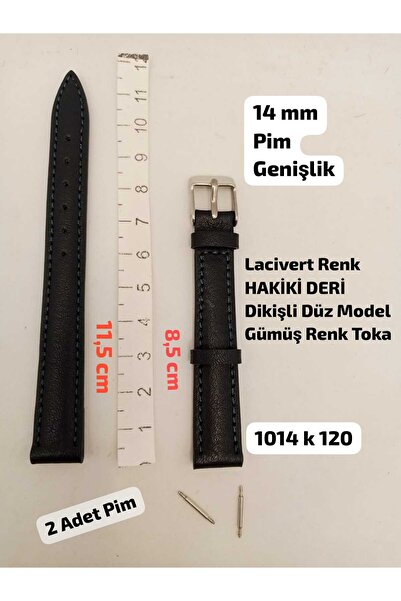 Brality 14 mm Uyumlu Kol Saati Kordonu - HAKİKİ DERİ , LACİVERT Renk Dikişli ...