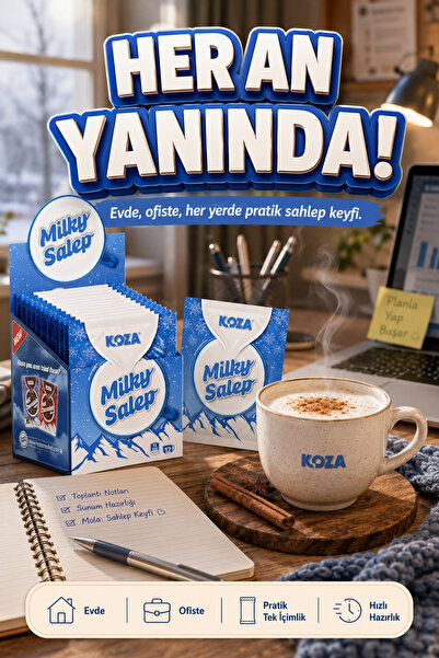 Koza Gurmelerin Seçimi Milky Salep Pratik Lezzet Tek İçimlik Premium Toz Sütlü Sahlep - 12 Paket
