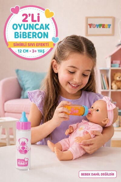 TOYFEST 2-Pack of Toy Baby Bottles