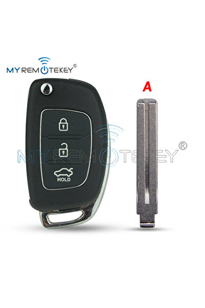Choice A MYREMOTEKEY Uncut Folding Flip Remote Key Shell 3 Button For Hyundai...