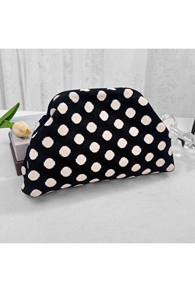 Choice1 black European and American Retro Polka Dot Makeup Bag, Knitted Color...
