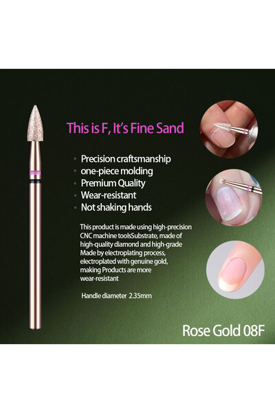 Choice3 Rose Gold 08F 1Pcs High Quality Rose Gold Diamond Nail Drill Bit For ...