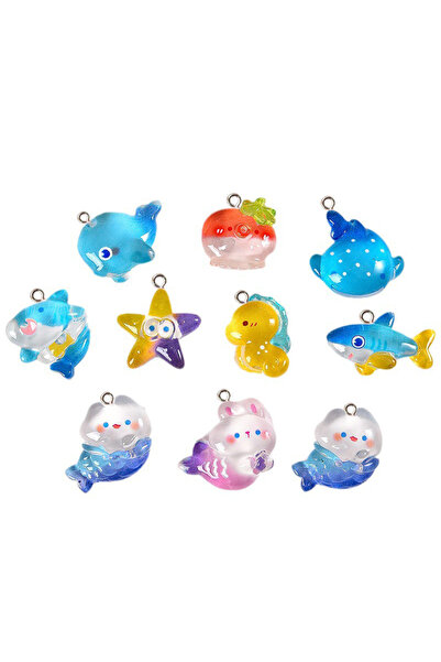 Choice Mixed packaging 10pcs Resin Marine Animal Series Pendant Kawaii Shark ...