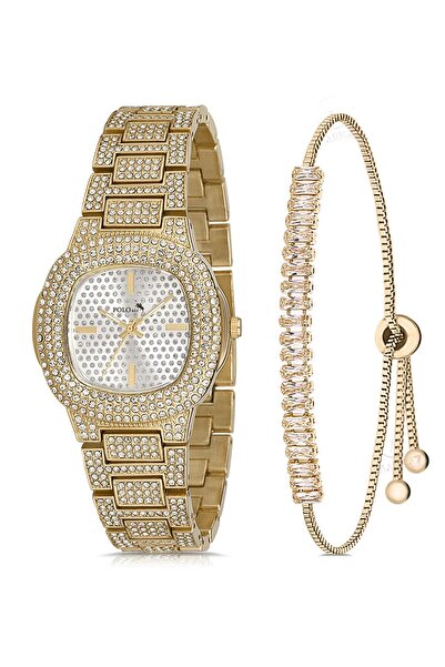 Poloair Single row luxury stone women's wristwatch with zircon stone baguette...