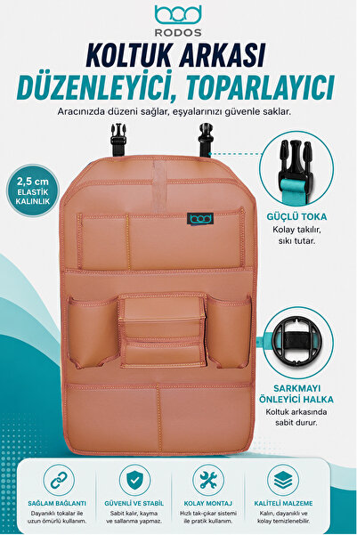 Bod Rodos Oto Koltuk Arkası Koruyucu Eşya Düzenleyici Araç Içi Organizer Taba