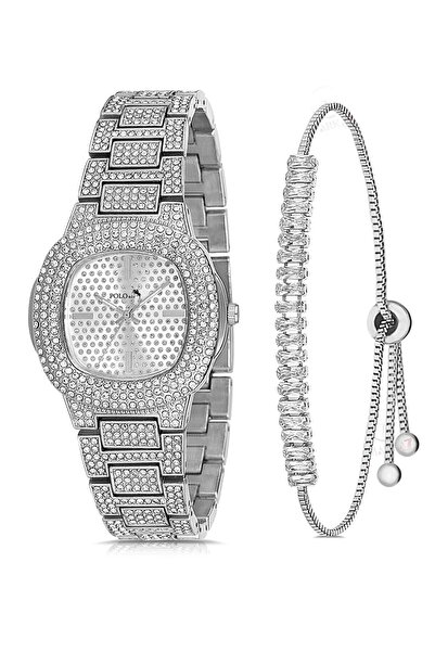 Poloair Single row luxury stone women's wristwatch with zircon stone baguette...